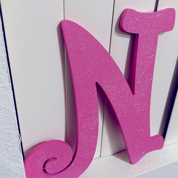 Wooden pink and glitter Letter N - Picture 2 of 2